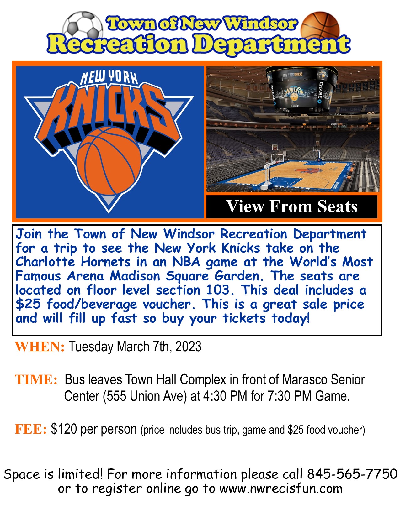 Click to Register for Knicks Trip 